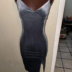 Forever 21 Velvet Blue Gray Dress