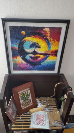 Colorful tree reflection diamond art framed 11 x11