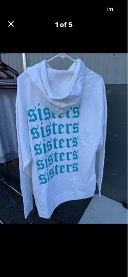 Sisters Graphic White Pullover Hoodie
