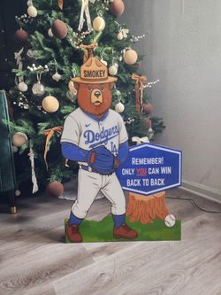 Dodgers Smokey Bear Stadium Wooden Cutout, Handmade, 3ft