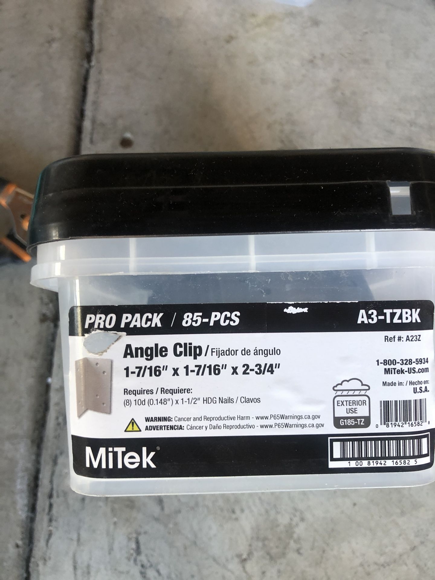 Angle Clip 1-7/16 X 1-7/16X 2-3/4