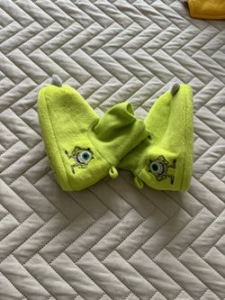 Disney Monsters Mike Wazowski Green Plush Slippers - Baby/Toddler Size 18-24