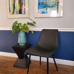 Black Dining Chair- Black Leather