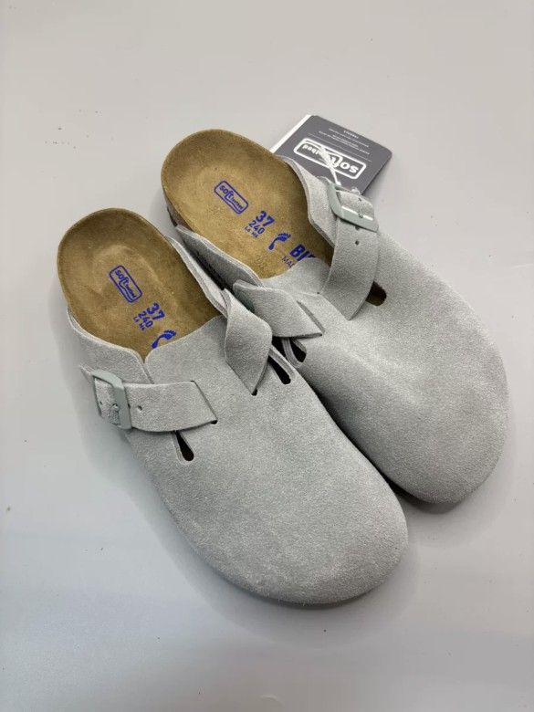 Birkenstock Boston Clog Suede Sandal Taupe