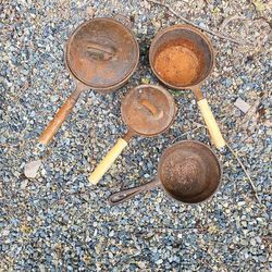 Lot Of 4 Vintage Cast Iron Sauce Pans Made In Taiwan