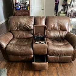 FREE Electric Leather Theatre Reclining Love Seat
