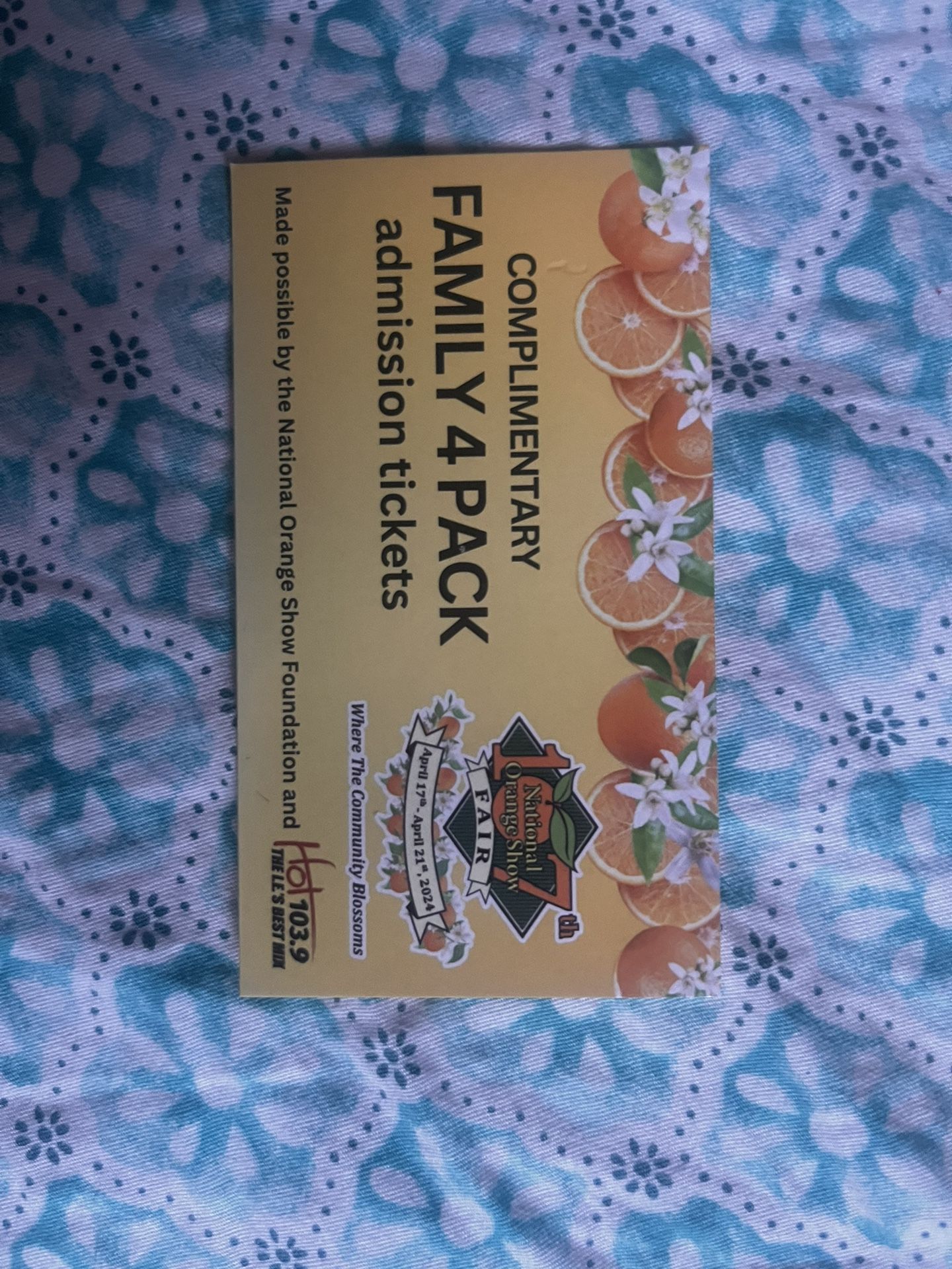 National Orange Show Fair Tickets 4 Peopl