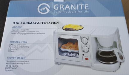 Granite 3 in 1 Breakfast Station-Breakfast Toaster Oven, Coffee