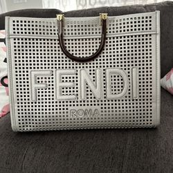 Gray/silver Perforated Tote Bag