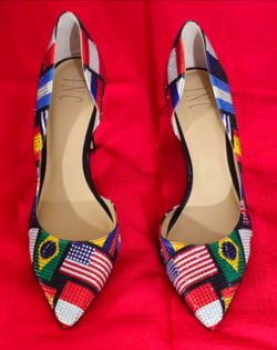 International Flag Inspired World Cup Rhinestone Pumps INC Women's Size 10