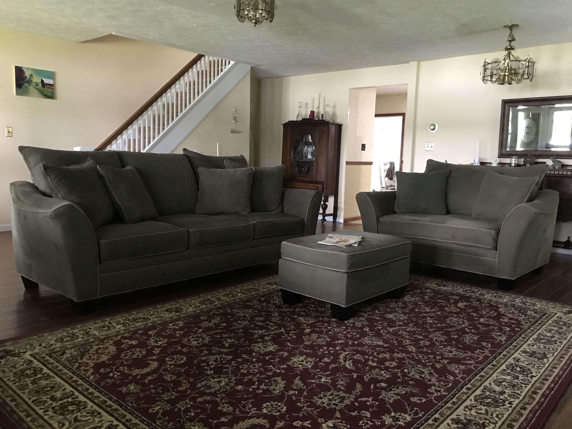 Raymour & Flanigan Microfiber Sofa, Loveseat & Ottoman Briarwood Collection