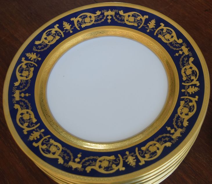Theodore Haviland Limoges Imperator Gold Cobalt Blue Porcelain Plate