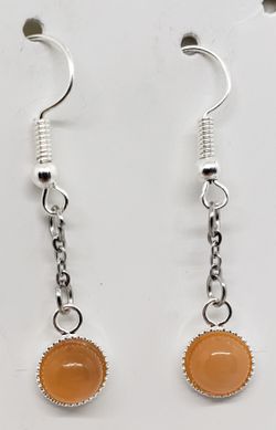 Natural Orange Moonstone Dangle Earrings