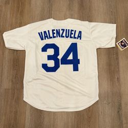Dodgers Cream Jersey Men Valenzuela 34 Vintage (NWT 
