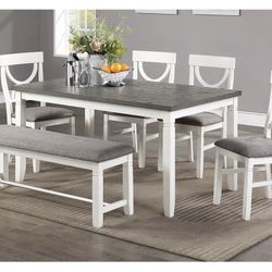 White And Gray Dining Table Set (Free Delivery)