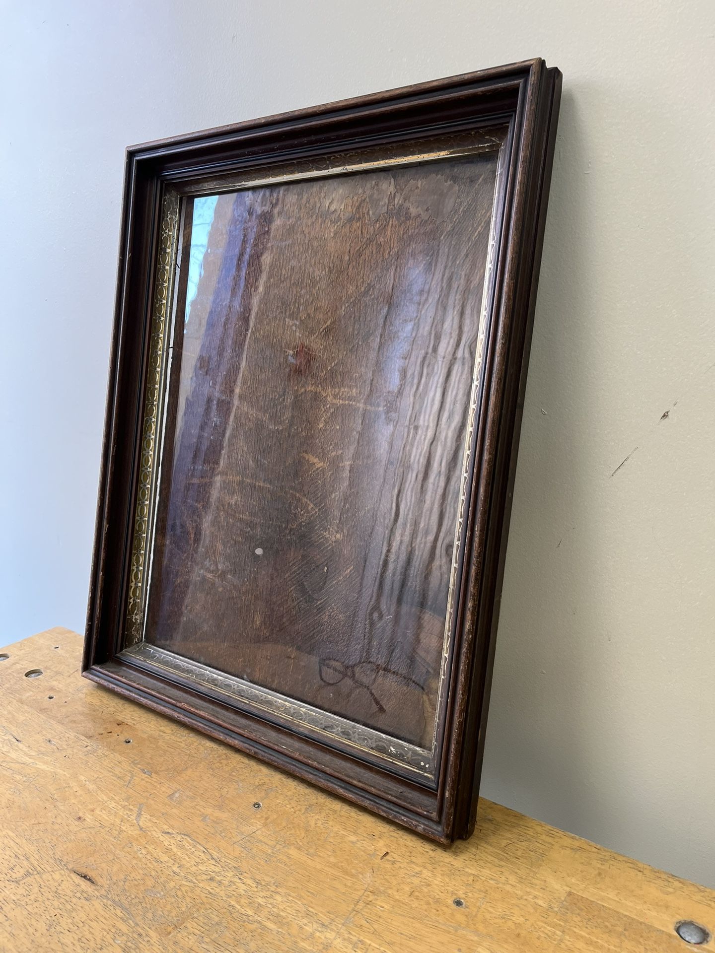 Large Antique Eastlake Picture Frame With Silver Trim