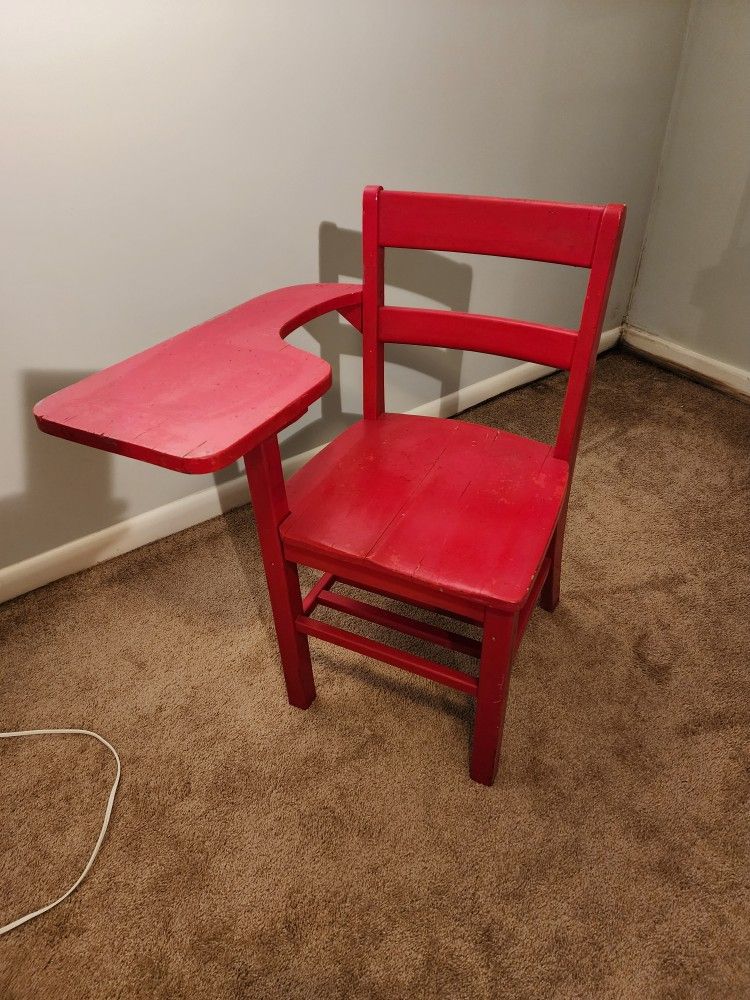 Old Wooden School Desk Chair
