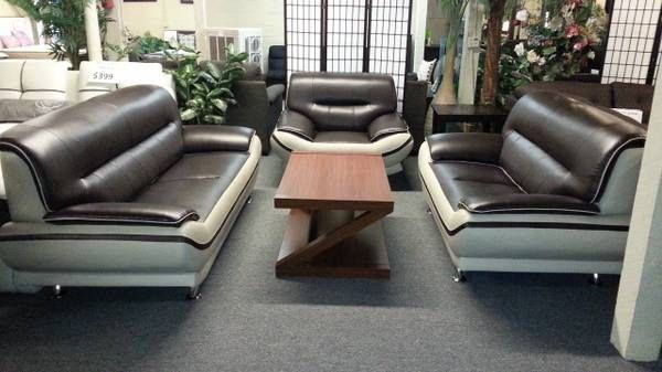 Brand New Bonded Leather Modern Sofa Loveseat Chair 3PCs