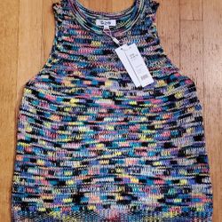 Multicolor, Sleeveless, Crochet Sweater (S)