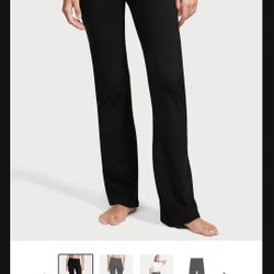 Victoria’s Secret PINK Dog Soft Cotton Yoga Exercise Work Out Sports Jogging Black Boots Cut Long Pants 