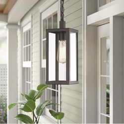 Outdoor Pendant Lantern, Exterior Pendant Hanging Lights, Porch Pendant Lighting Fixture in ORB Finish with Clear Glass