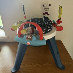 Fisher-Price 3-in-1 Spin & Sort Infant Activity Center and Toddler Play Table, Navy Dashes- Unisex