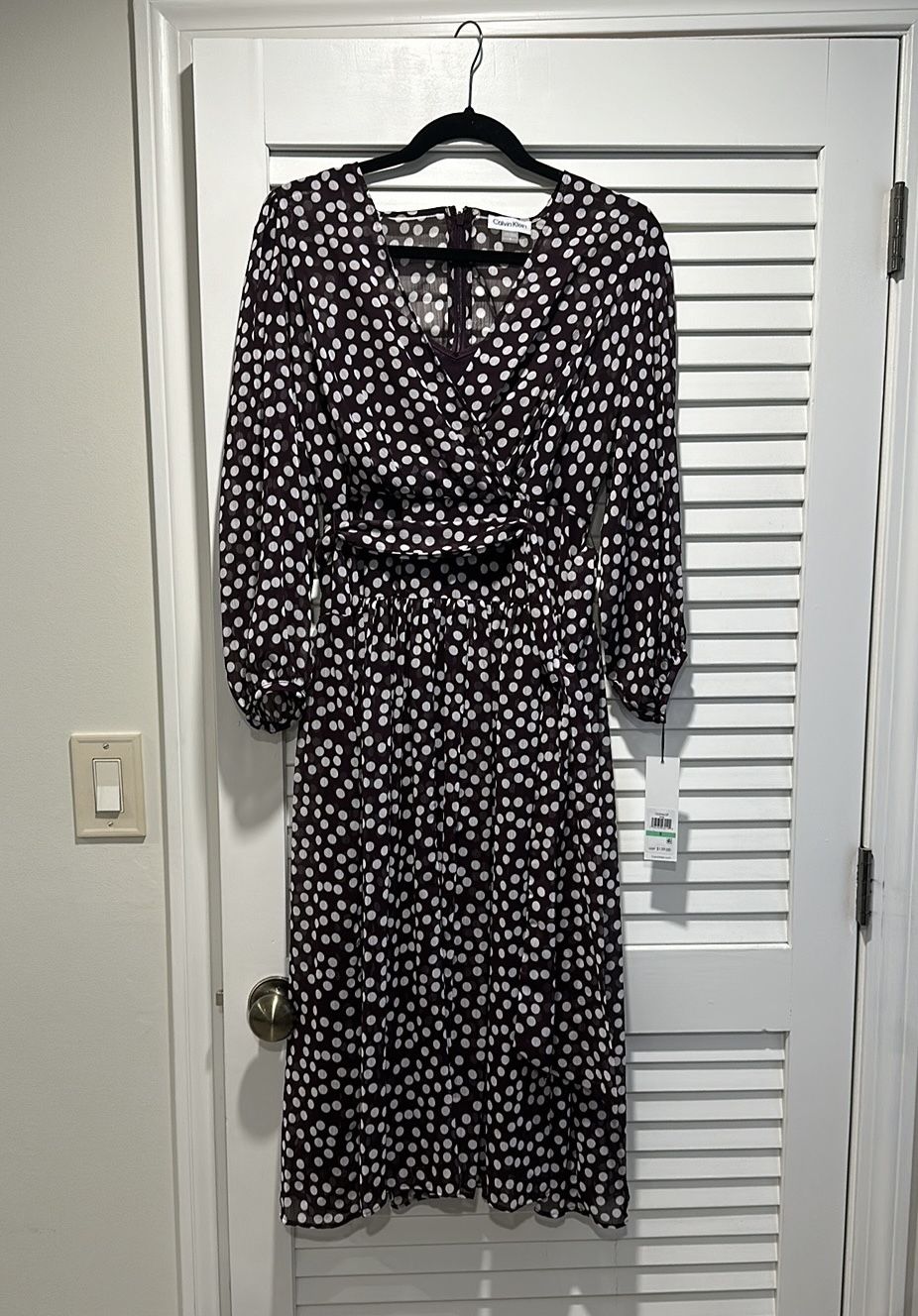 NWT Purple Belted Dress With Polka Dots (sz 8)