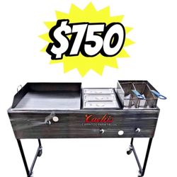 24" Griddle With 3 Warming Trays And Deep Fryer | Includes Hose With Regulator And 2 Baskets