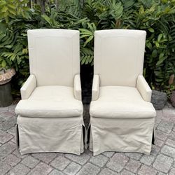 ⭕️ Skirted Leather Armchairs (Pair) by Restoration Hardware