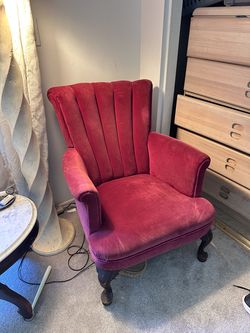Vintage red velvet  armchair
