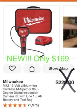 New in the box Milwaukee M 12 M-Specter 360 rotating inspection scope kit only $169