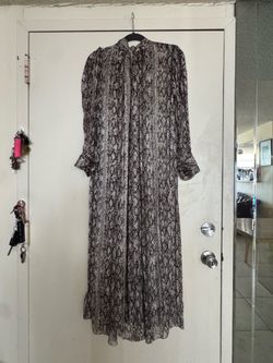 Snakeskin print maxi dress , long sleeves, turtleneck