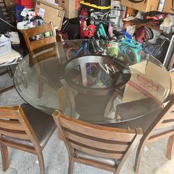 Round glass dining table