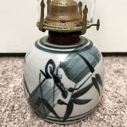 Vintage Pottery Hurricane Oil Table Lamp