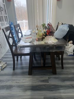 dining table with 4 chair and 1 stool