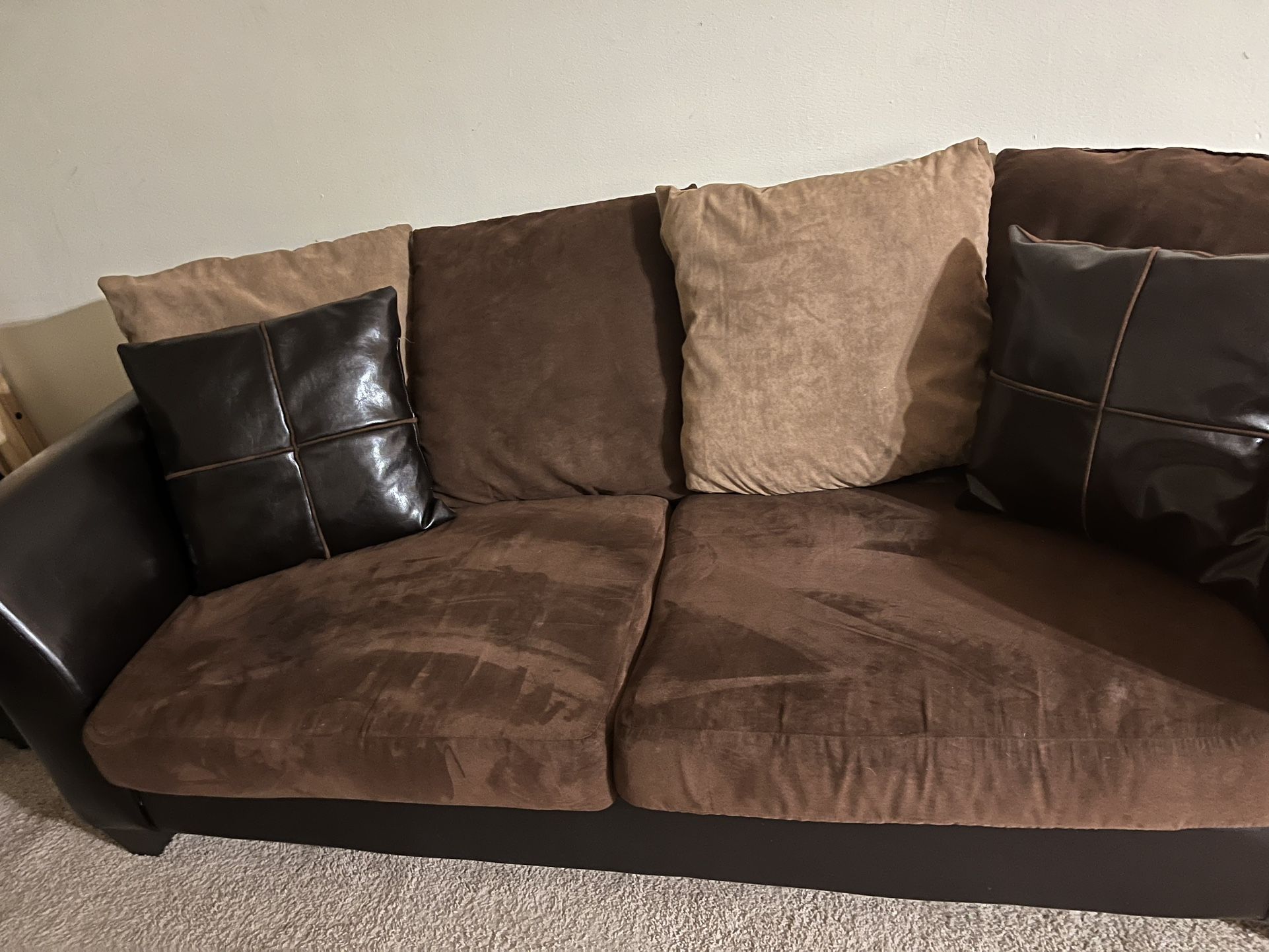 Leather Suede Sofa 🛋️ Earth Tones