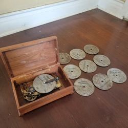 Antique Metal Disc Music Box Switzerland Original 10 Metal Music Disc 