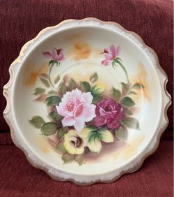 Hand painted Enesco Floral Plate, 1(contact info removed), 9” Diameter