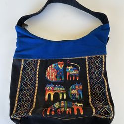 Laurel Burch Cat Canvas Shoulder Tote/Purse Bag