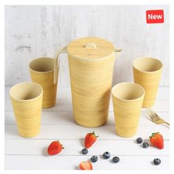 Eco Friendly Bamboo Fiber Drinkware Set, NEW IN A BOX

Brand: LEKOCH Pattern: Bamboo grain Material: Bamboo fibre  Color: Bamboo grain Dishwasher safe