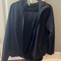 Black Windbreaker Zip-Up- With Hood 