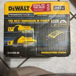 Dewalt power stack, 1.7 AH and 5AH battery with 4 amp charger 