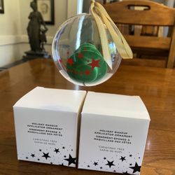 New avon Holiday make up applicator ornament Christmas tree set of two