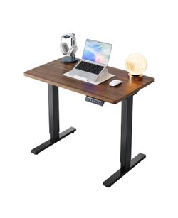 New 32" Small Electric Standing Desk Adjustable Height, 4 Memory Height Settings, Sit Stand Up Desk for Home Office & Computer Workstation, Black Waln