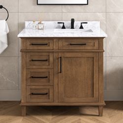 36 in. Single Sink Freestanding Almond Latte Bath Vanity