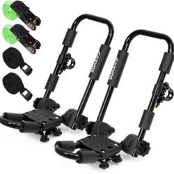 Folding Kayak Roof Rack Premium J-Bar for Canoe Carrier SUP Paddle Surfboard Mount on Car SUV and Truck Crossbar (1 Pair)