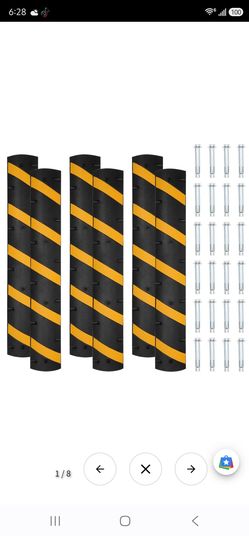 Garvee 6 Pack 6FT Rubber Speed Bumps for Roads & Driveways - Heavy-Duty, Dual Channel Cable Protection, Non-Slip Surface, Modular Design, Black Yellow