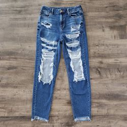 American Eagle Curvy Mom Jean Ripped Distressed Women's 4 Long