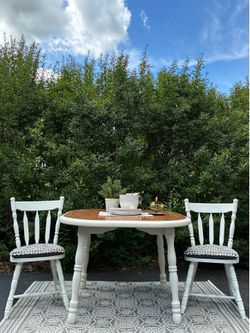 Wood Dining Table & 2 Chairs *Please See Description For Details*