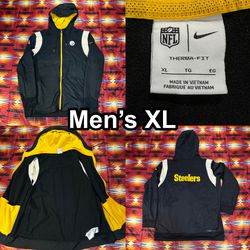 Nike Pittsburgh Steelers On Field Therma Fit Black Full Zip Hoodie Mens XL